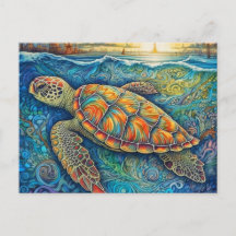 Kreative Farben Schwimmen Tortoise Illustration