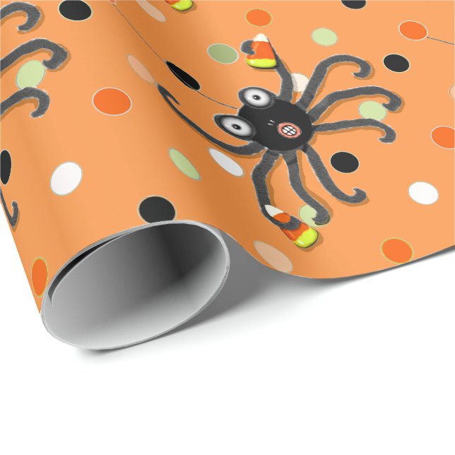 Kreative Halloween-Spider-Punkte Geschenkpapier (Rolleneckpunkt)