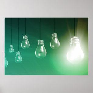 Kreative Innovation und leuchtendes Konzept als Ku Poster