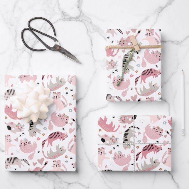Kreative Kids Katzenkatzen Verpackungsfolien Geschenkpapier Set (Vorderseite)