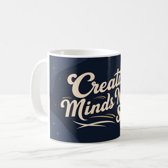 Kreative Köpfe schlafen nie Kaffeetasse (Vorderseite Links)