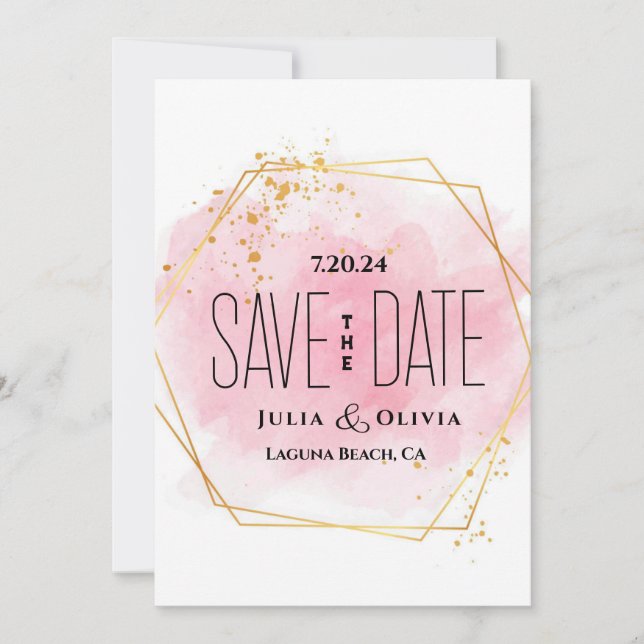 Kreative moderne Wasserfarbe Save the Date (Vorderseite)