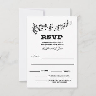 Kreative Musiker Klaviertasten Hochzeit RSVP Karte