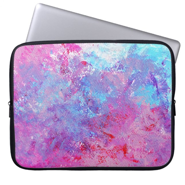 Kreative pink-blaue Textur, Farbflecken. Laptopschutzhülle (Vorderseite)