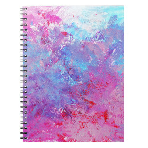 Kreative pink-blaue Textur, Farbflecken. Notizblock