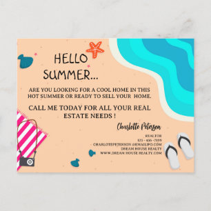 Kreative Sommer-Immobilienmarketing-Werbung  Postkarte