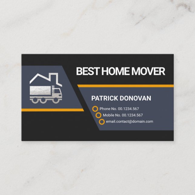 Kreative Trapeziumblöcke Silber bewegender LKW  Visitenkarte (Vorderseite)