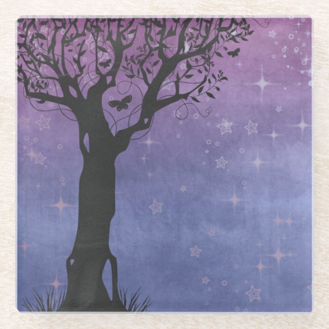 Kreative Tree-Silhouette Glasuntersetzer (Vorderseite)
