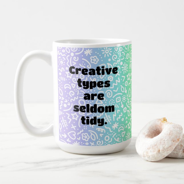 Kreative Typen Funny Rainbow Doodles Tasse (Mit Donut)