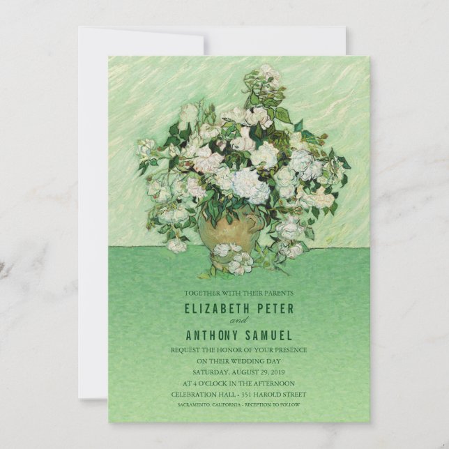 Kreative Vintage Blume Vase Einzigartige Hochzeit Einladung (Vorderseite)