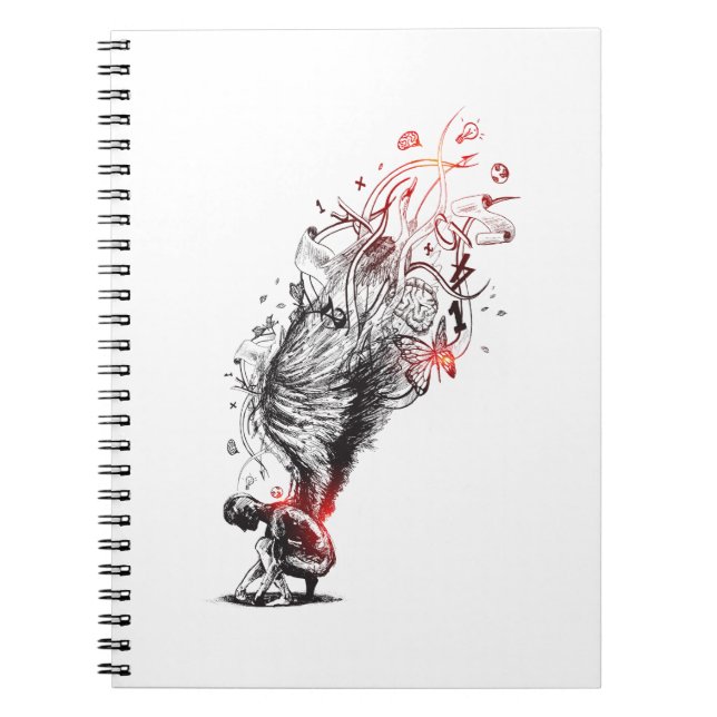 Kreativer Engel mit langen Flügeln, handgezeichnet Notizblock (Vorderseite)