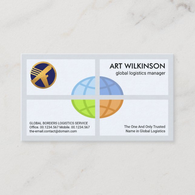 Kreativer globaler LogistikQuadrantenexport Visitenkarte (Vorderseite)