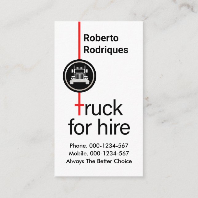 Kreativer Lkw für den Mietwagen Visitenkarte (Vorderseite)