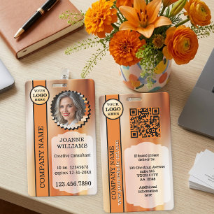 Kreativer Orange Stylischer Professioneller Mitarb Ausweis