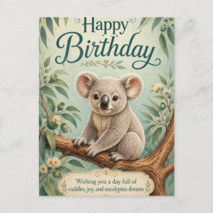 Kreativer Titel Süßer Koala Eukalyptus Geburtstag Postkarte