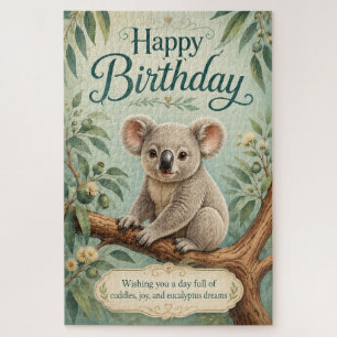 Kreativer Titel Süßer Koala Eukalyptus Geburtstag Puzzle