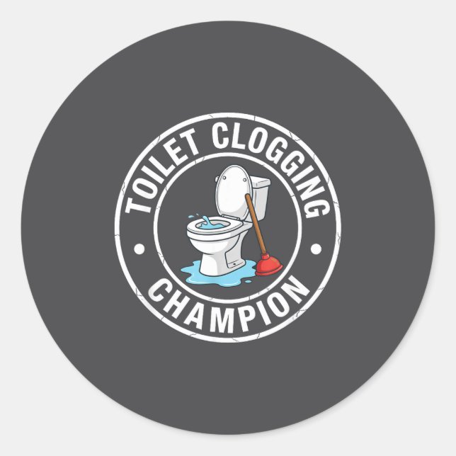Kreativer Toiletten-Champion Verstopfung Runder Aufkleber (Vorderseite)
