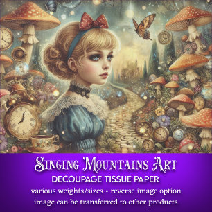 Kreatives Alice Wonderland Vintage Art Decoupage Seidenpapier