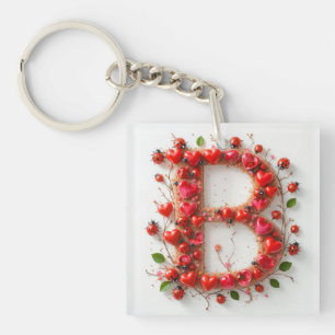 Kreatives Alphabet Buchstabe B mit Herzformen Schlüsselanhänger