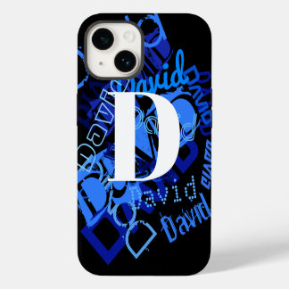 Kreatives blaues Monogramm iPhone 14 Hülle