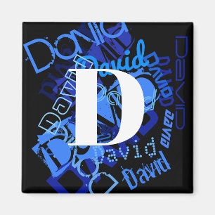 Kreatives blaues Monogramm Magnet