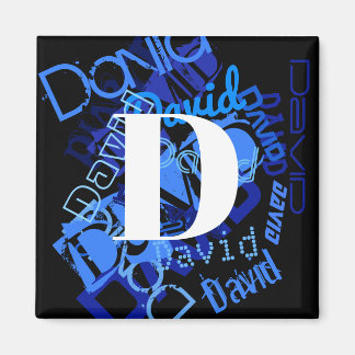 Kreatives blaues Monogramm Magnet