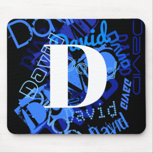 Kreatives blaues Monogramm Mousepad