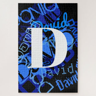 Kreatives blaues Monogramm Puzzle