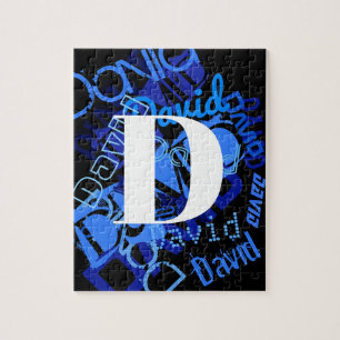 Kreatives blaues Monogramm Puzzle