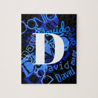 Kreatives blaues Monogramm Puzzle