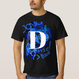 Kreatives blaues Monogramm T-Shirt