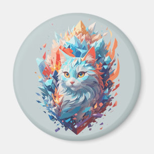 Kreatives Feuer- und Eis-Katzendesign Magnet