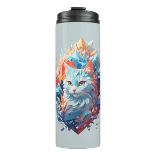Kreatives Feuer- und Eis-Katzendesign Thermosbecher