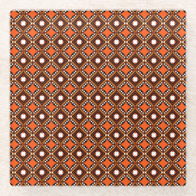 Kreatives Geometrisches, modernes abstraktes Rot. Glasuntersetzer (Vorderseite)