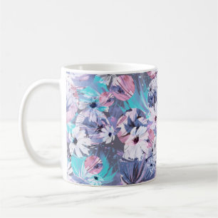 Kreatives, nahtloses Aquarellmuster von Pflanze, E Kaffeetasse