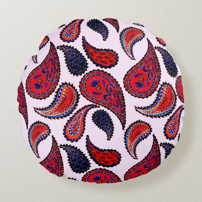 Kreatives, nahtloses Muster mit handgezogenem Pisl Rundes Kissen (Vorderseite)