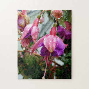 Kreatives rosa Fuchsien-Blumen-Foto-Puzzle Puzzle