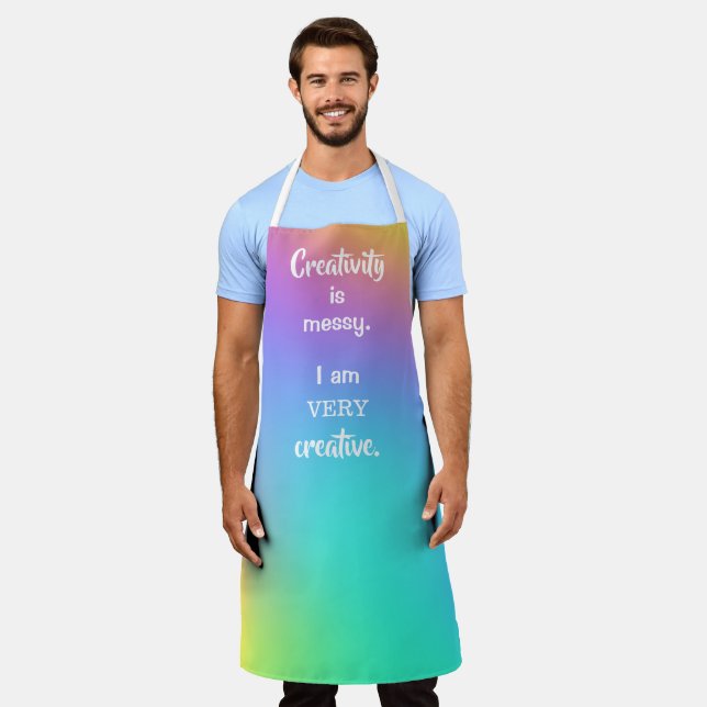 Kreativität ist Messy Colorful Gradient Funny Apro Schürze (Getragen)