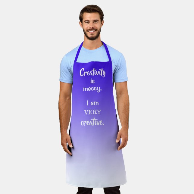 Kreativität ist Messy Lila Gradient Funny Apron Schürze (Getragen)