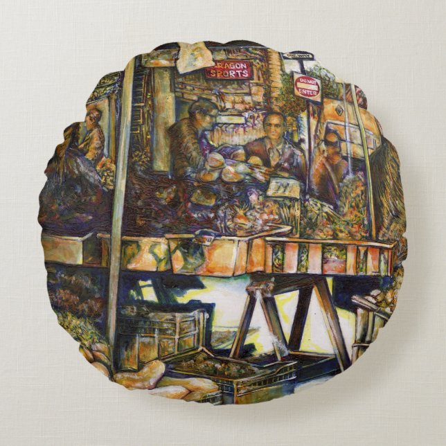 Kreativität macht alles heller rundes kissen (Vorderseite)