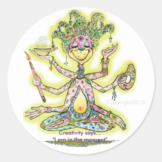 Kreativität vermitteln runder aufkleber (Vorderseite)