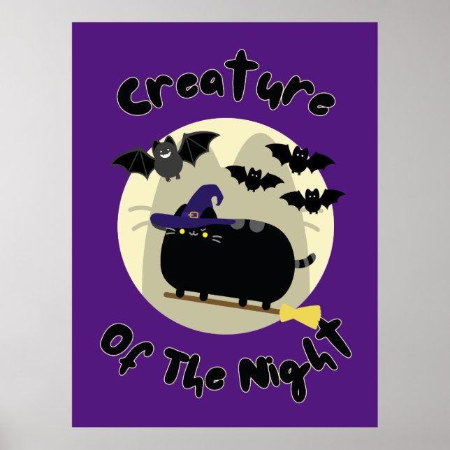 Kreatur des Hexenkattierkunstwerks der Nacht Poster (Vorne)