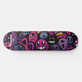 Kreaturenmenge dunkle cartoonhafte Straßenkunst Skateboard