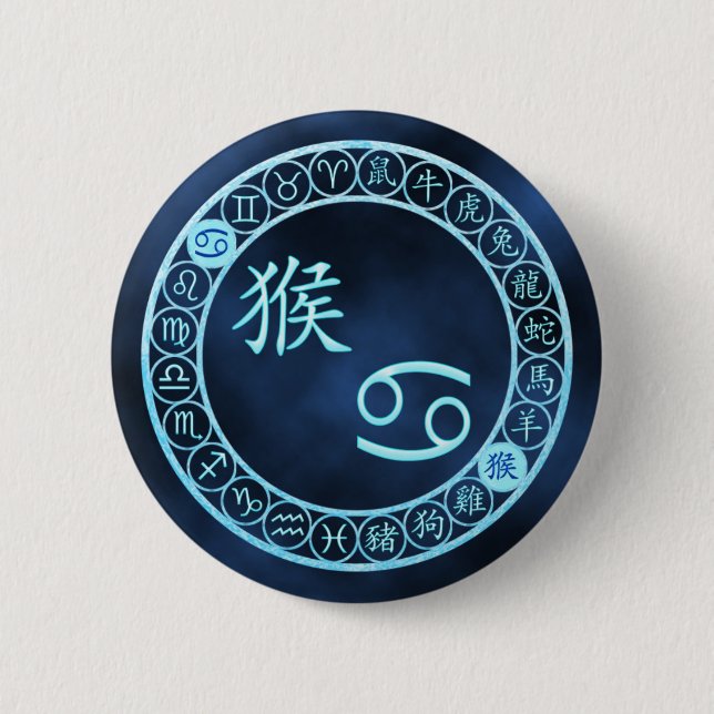 Krebs/Affe Button (Vorderseite)