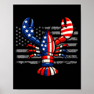 Krebs Amerikanische Flagge Patriotische Meeresfrüc Poster