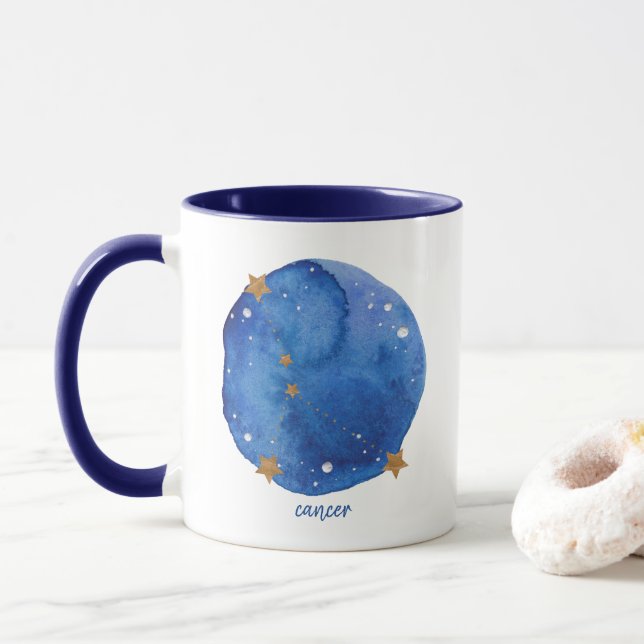 Krebs-Aquarell-Himmels-Konstellations-Tierkreis Tasse (Mit Donut)
