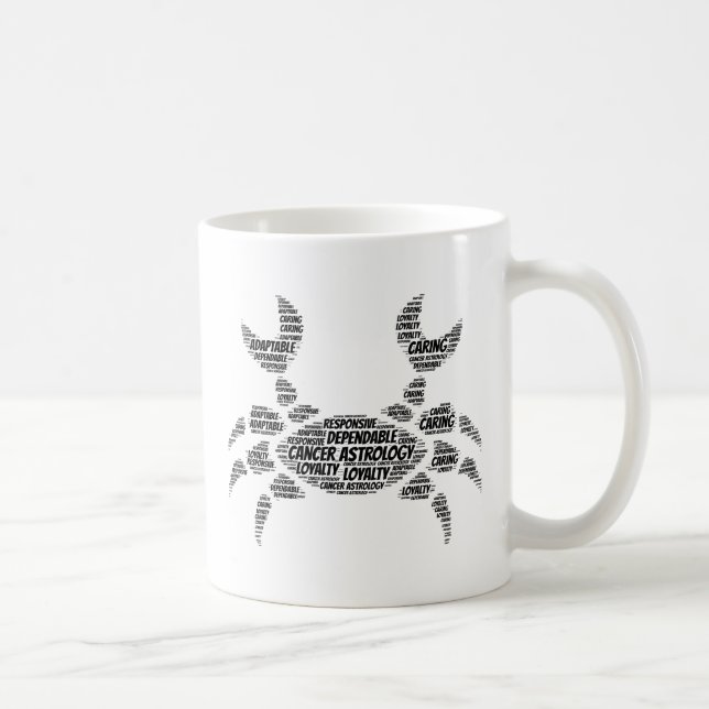 Krebs-Astrologie-Tierkreis-Zeichen-Wort-Wolke Kaffeetasse (Rechts)