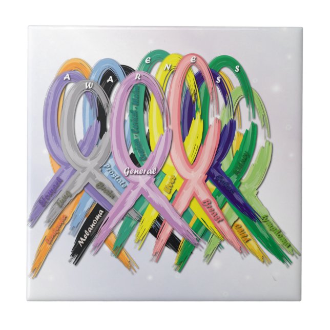 Krebs-Bewusstseins-Bänder Fliese (Vorderseite)