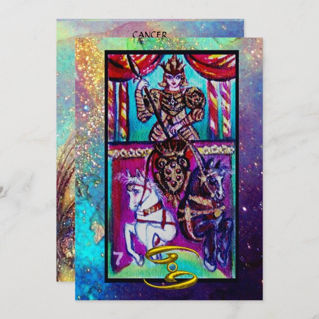 KREBS, CHARIOT TAROT ASTROLOGY ZODIAC GEBURTSTAG KARTE (Vorne/Hinten)