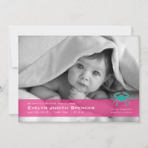 Krebs der Krebs-Foto Geburtskarte Ankündigung